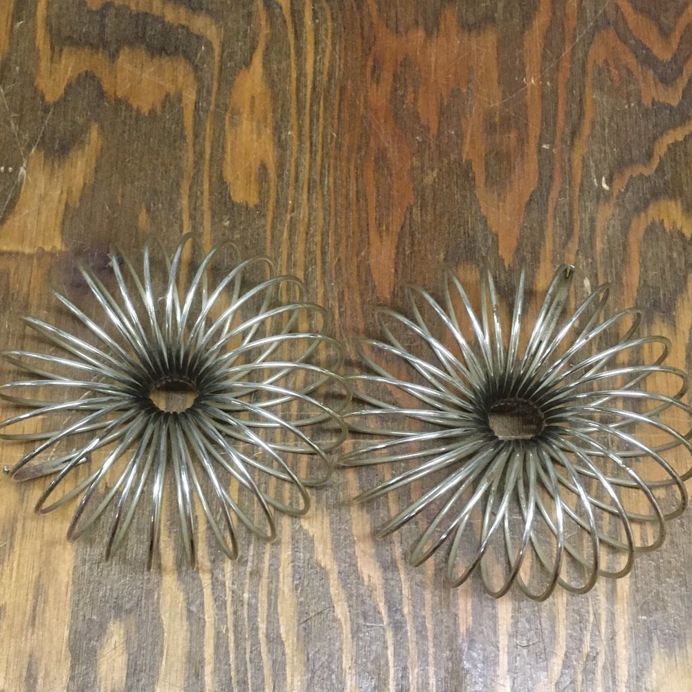 Vintage mid century modern home decor round spiral spring metal candle rings
